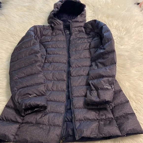 Eddie Bauer Women Down Jacket size S EB650 color gray/bluish 100% nylon BNWOT - Picture 13 of 16